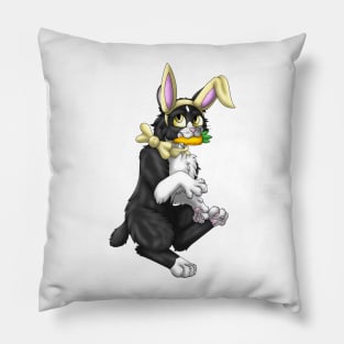 Bobtail BunnyCat: Tuxedo Bicolor (Yellow) Pillow