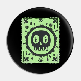 Black Skulls -Dia De Los Muertos - Light Green - Papel Picado Pin