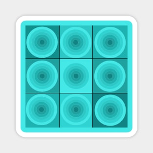 Aqua Geometric Circles and Squares Magnet