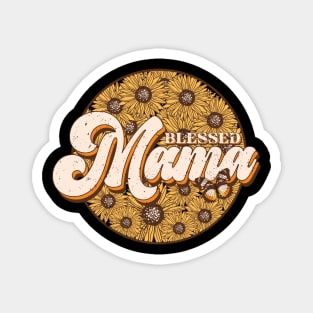 Blessed Mama sunflowers retro distressed design Magnet