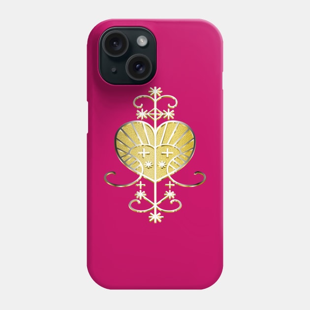 Erzulie Voodoo Veve - Yellow-Gold Fill Phone Case by geodesyn