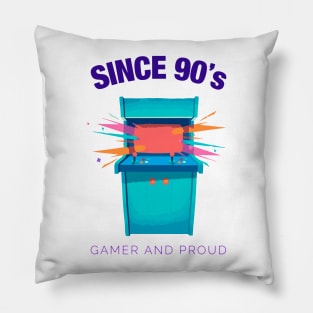 Since 90s Gamer and Proud - Gamer gift - Retro Videogame Pillow