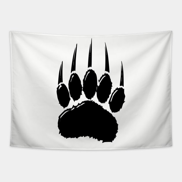 Shiny Black Bear Paw Print Tapestry by Braznyc