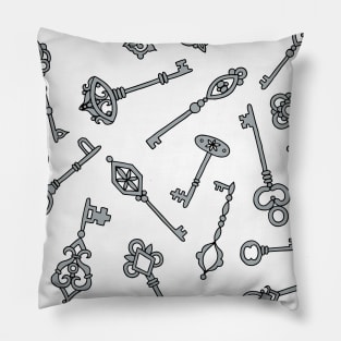 Skeleton Keys Grey and White Palette Pillow