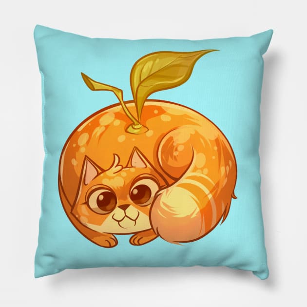 Cat Tangerine Pillow by Claire Lin