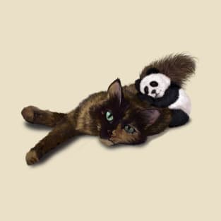 Panda Cuddles Cat T-Shirt