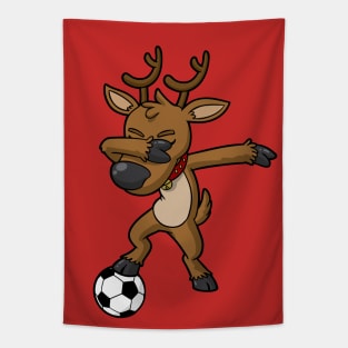 Soccer Reindeer Christmas Dab Dance Tapestry