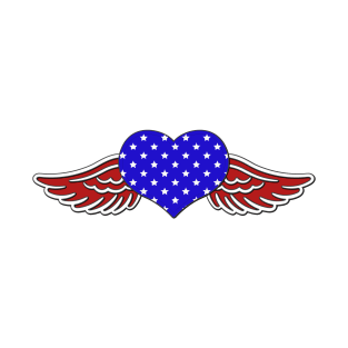 US Flag Red White and Blue heart Wings T-Shirt