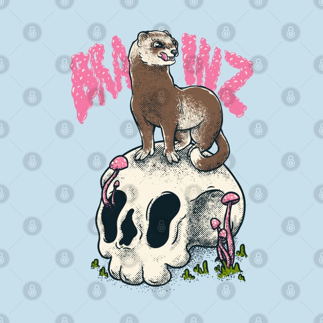 Ferret Craving for Brains - Cute Ruthless Killer Funny Carpet Shark Dook by anycolordesigns