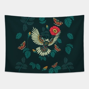 Pigeon colorful cute illustration Tapestry