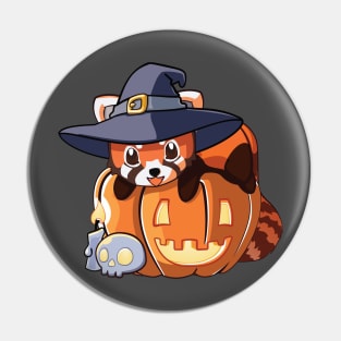 Red Panda on a Pumpkin Pin