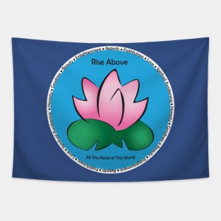 Rise Above Pink Lotus on Lily Pads Tapestry