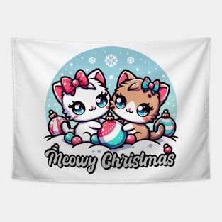 Meowy Christmas Kittens Delight Tapestry