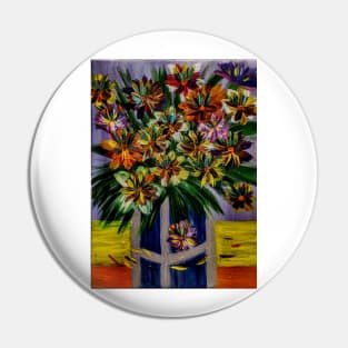 beautiful lovely boutique of abstract vibrant colorful  flowers in a tall glass vase Pin