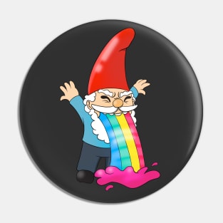 Gnome Vomiting Throwing Up Rainbow Funny Pin