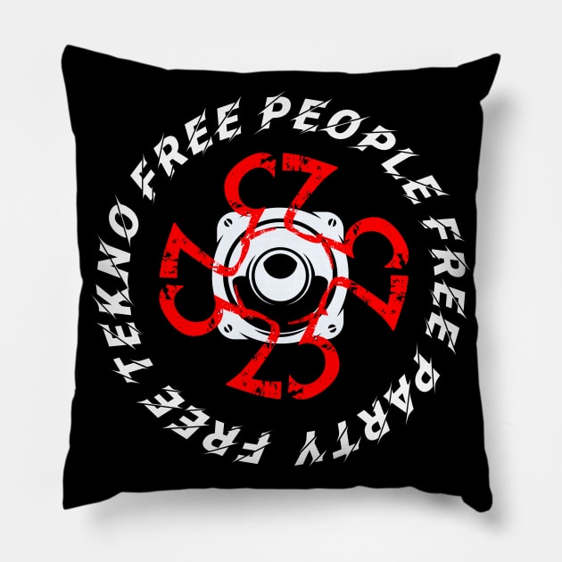 Free Tekno Free People Free Party 23 Pillow by T-Shirt Dealer