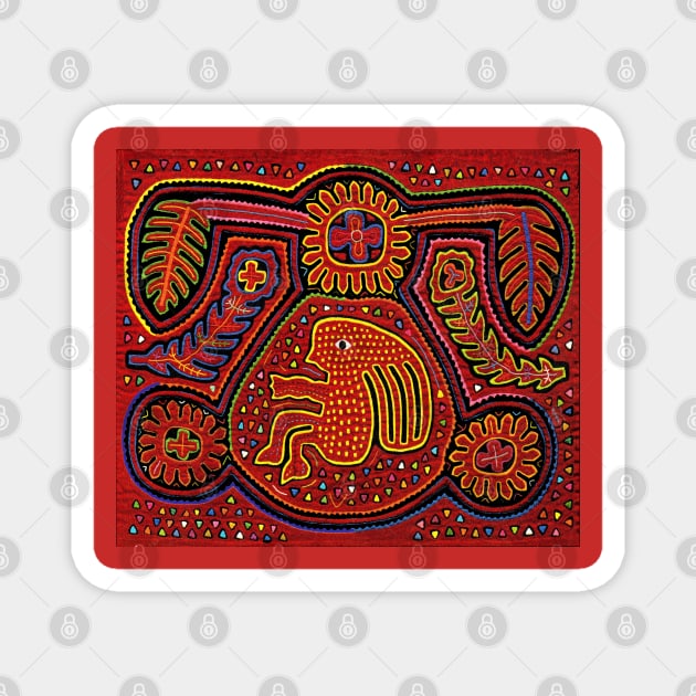 Kuna Indian Mola Girl on Bike Magnet by Esprit-Mystique