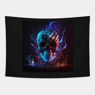 American Flag and Skull Art Tapestry