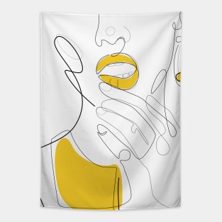 Bold Mustard Lip Tapestry