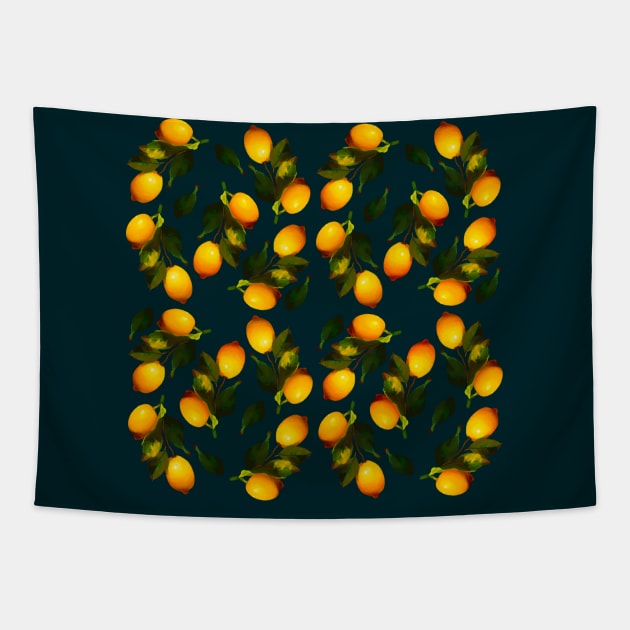 Watercolour lemon pattern Tapestry by shikita_a