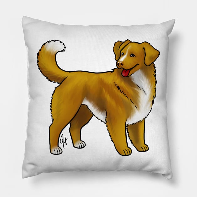 Dog - Nova Scotia Duck Tolling Retriever - Red Gold and White Pillow by Jen's Dogs Custom Gifts and Designs