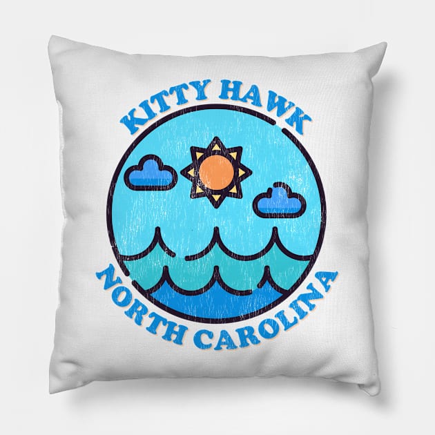 Kitty Hawk, NC Summertime Vacationing Ocean Skyline Pillow by Contentarama