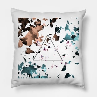 Abstract Brown and Blue with Triangle Shape Pillow