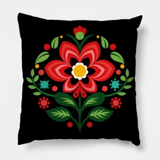 Norwegian Rosemaling Flower Folk Art Ornament Pillow