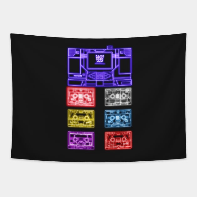 Masterpiece Soundwave and Cassettes Multicolour tron effect Tapestry by Draconis130