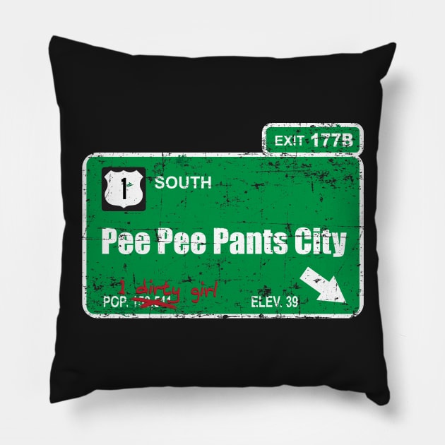 Pee Pee Pants City Pillow by DGNGraphix