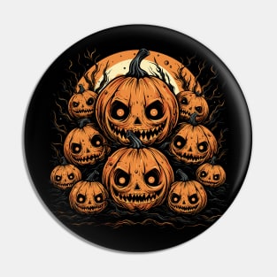 Halloween Pumpkin Family, Spooky Pumpkin Faces Pin