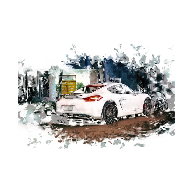 Porsche Cayman - Watercolour by Rendagarth_Design_Company