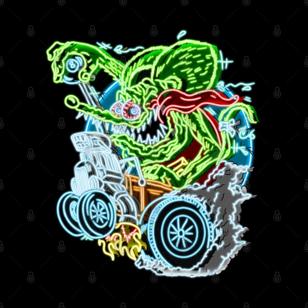 rat fink neon style bg by AlanSchell76