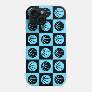 Basketball Ball Checkered Seamless Pattern - Black and Blue Tones Phone Case