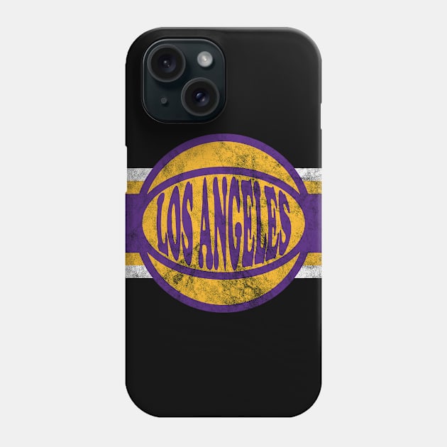 Los Angeles Basketball retro and distressed ball and stripe Phone Case by MulletHappens