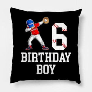 6Th Birthday Baseball Big Number Six 6 Year Old Boy Girl Pillow