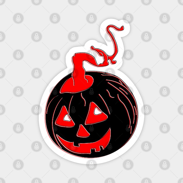 Happy Hallowin Party Halloween day red pumpkin pixel art Magnet by 4rpixs