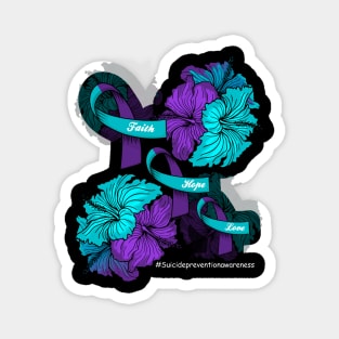 Faith Hope Love Teal Purple Ribbon Suicide Prevention Awareness Magnet