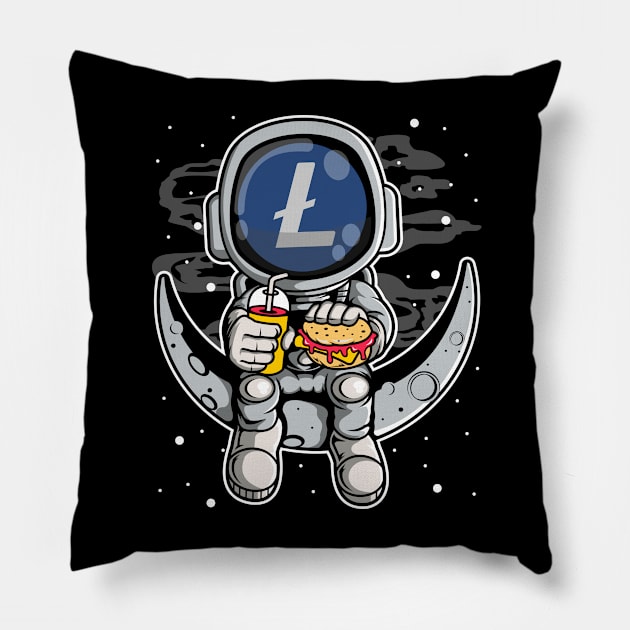 Astronaut Fastfood Litecoin Lite Coin LTC To The Moon Crypto Token Cryptocurrency Wallet Birthday Gift For Men Women Kids Pillow by Thingking About