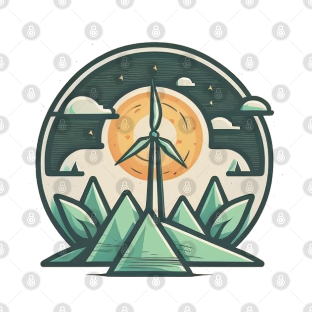 Eco-Friendly Cartoon Wind Turbine Design - Planting Trees One Product at a Time by Greenbubble