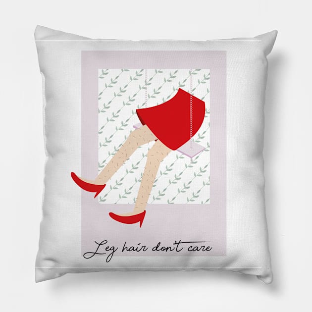 Leg Hair Don't Care Floral Pattern Pillow by Nevervand