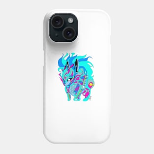 blue rabbit kaiju in rainbow electric colors in mexican patterns Phone Case