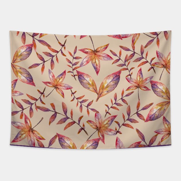 Fall multicolour leaves Tapestry by SisiArtist