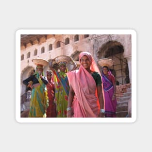 Indian women at work, Orchha, India Magnet