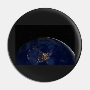 Planet Earth during the night against dark starry sky Pin