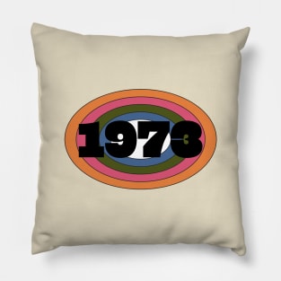 Year 1973 Rainbow Ellipse Vintage Typography Pillow