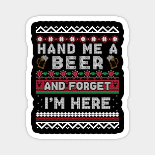 Hand Me a Beer Ugly Christmas Sweater Funny Magnet