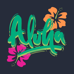 Aloha with island hibiscus flowers T-Shirt