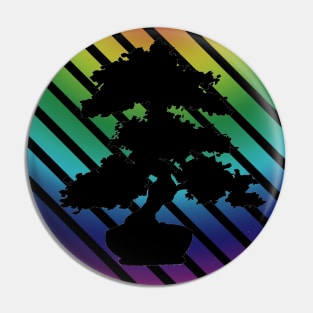 Bonsai Tree Rainbow Circle Pin