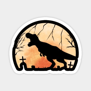 T-Rex Roaring On Cemetery In Front Of The Moon On Halloween Magnet